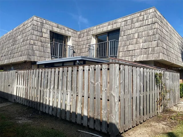 a view of wooden balcony