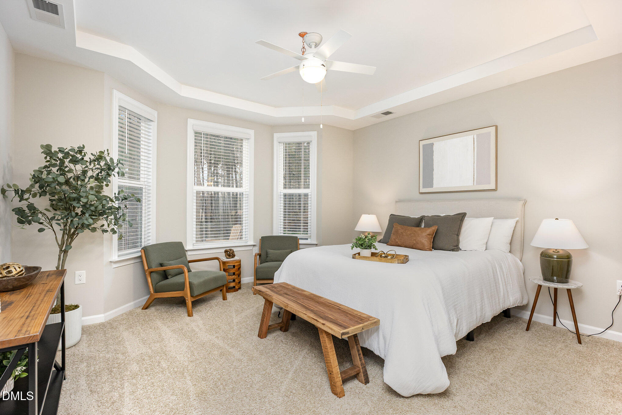 608 Atticus Way Durham, NC 27703 - Photo 11 of 31 a bedroom with bed and a potted plant