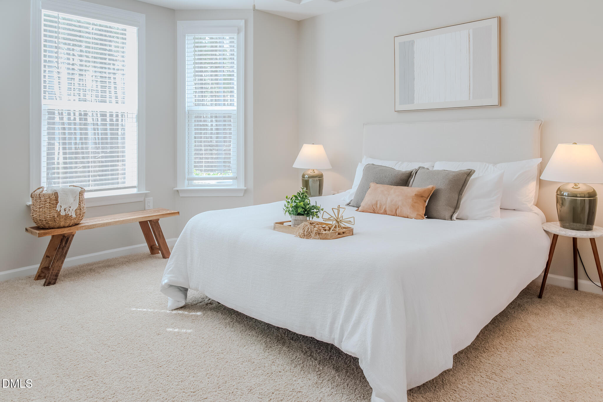 608 Atticus Way Durham, NC 27703 - Photo 13 of 31 a bedroom with bed and a lamp next to a window