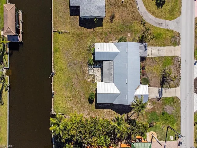 aerial view of a house with swimming pool