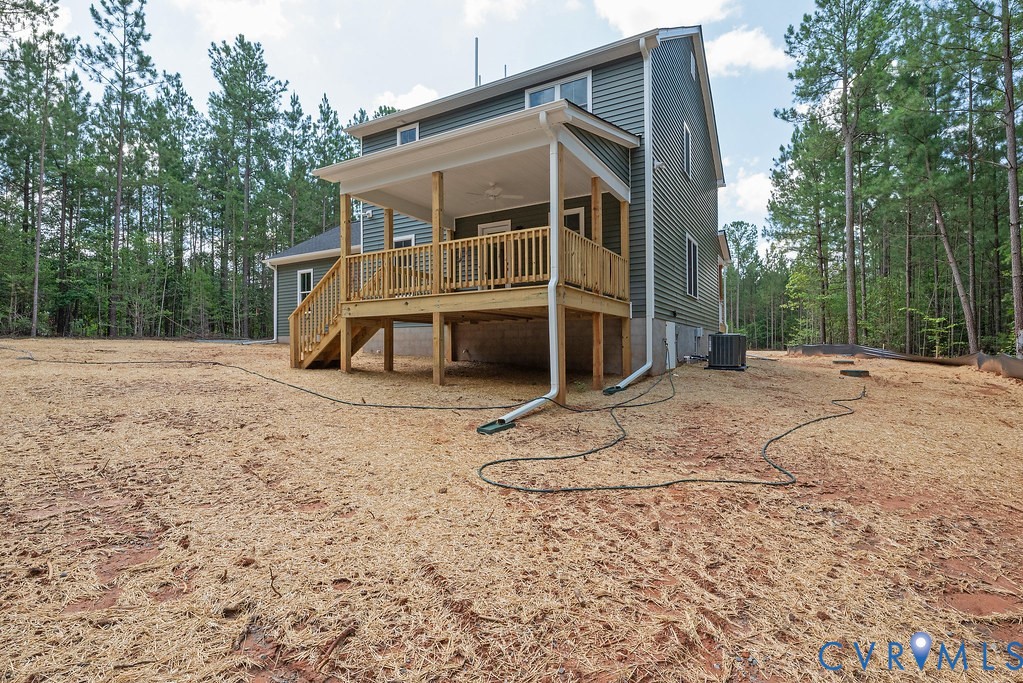 3844 Maidens Road Powhatan, VA 23139 - Photo 49 of 49 Rear view of property with stairs and a ceiling fa