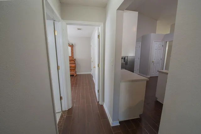 a view of a hallway with a elevator