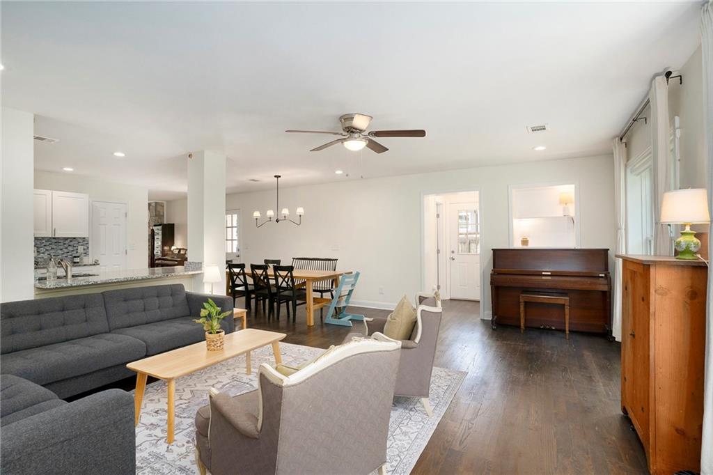 1347 Dorothy Drive Decatur, GA 30030 - Photo 16 of 38 a living room with furniture and kitchen view
