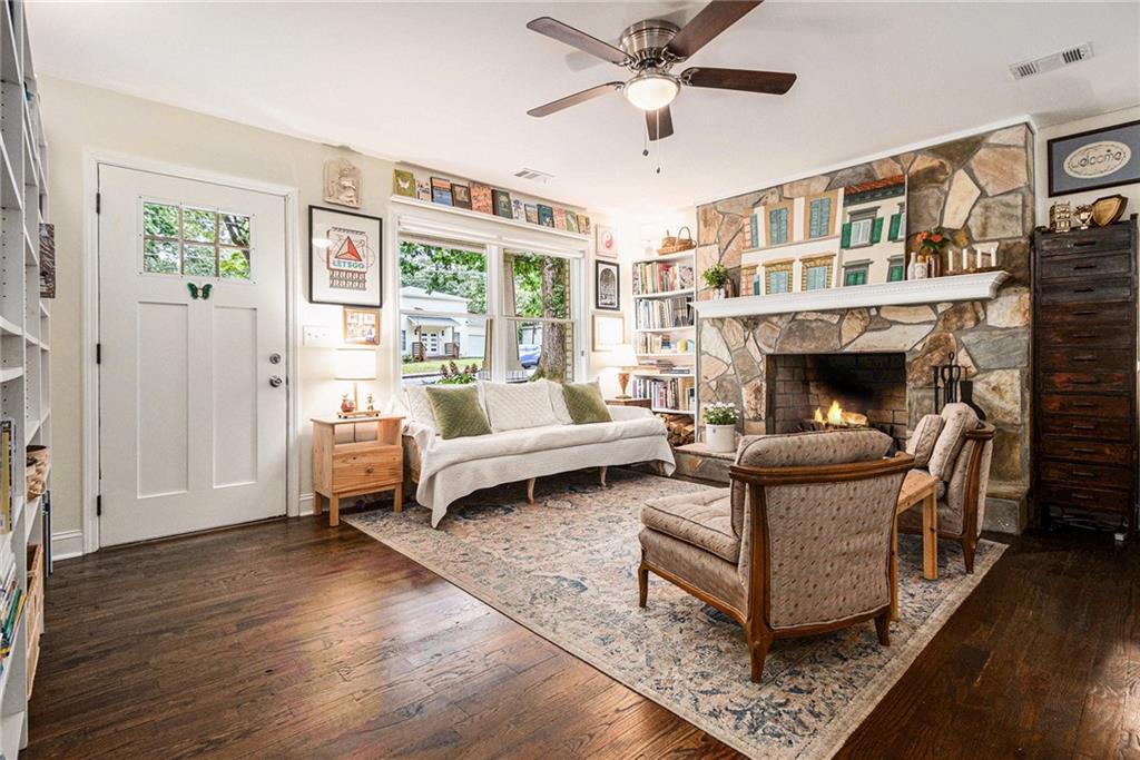 1347 Dorothy Drive Decatur, GA 30030 - Photo 4 of 38 a living room with furniture and a fireplace