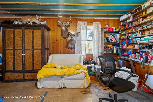 a view of an ocean and a yard