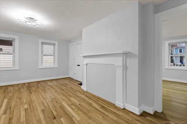 an empty room with windows