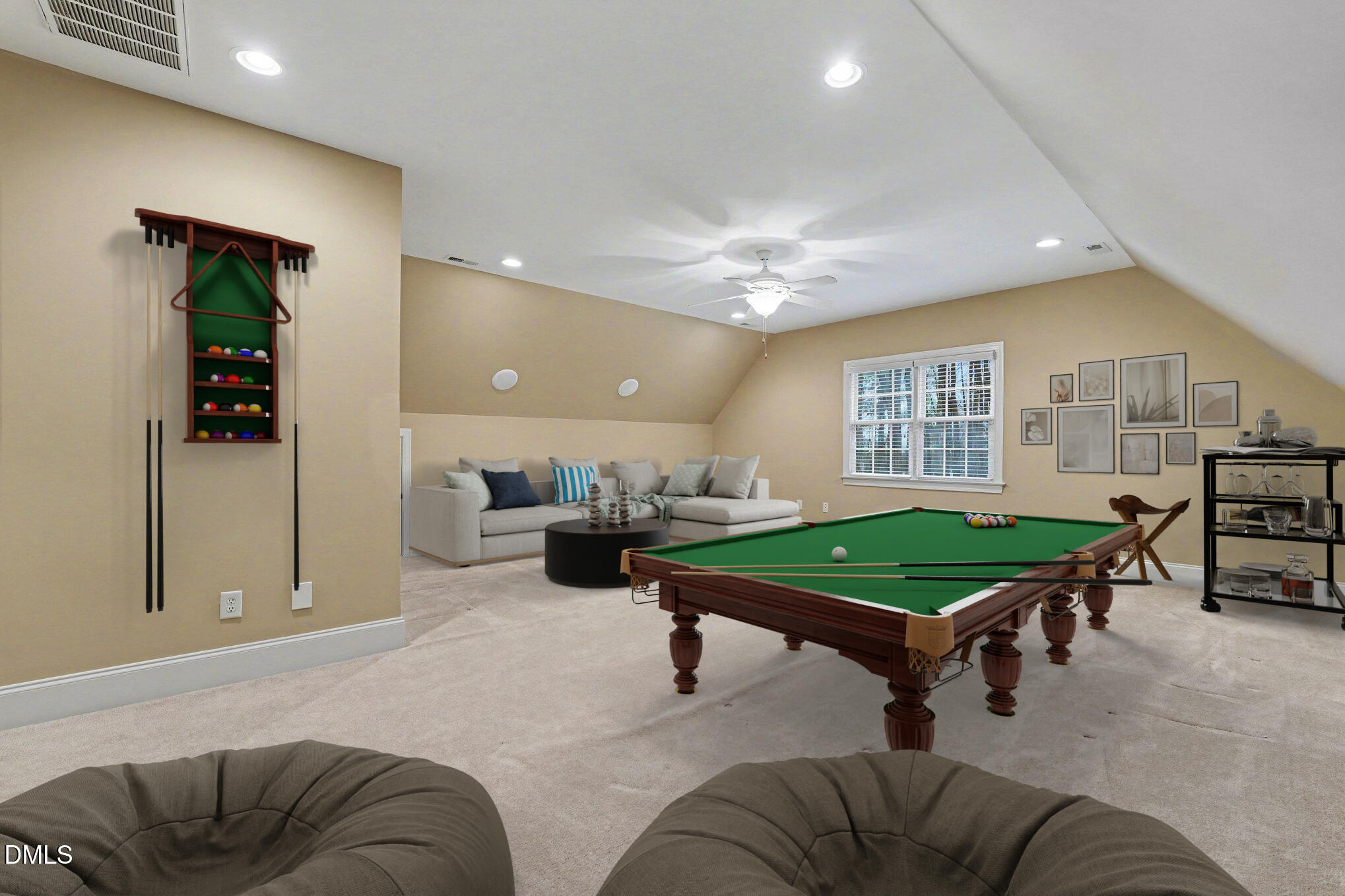 3104 Lake Wheeler Road Raleigh, NC 27603 - Photo 47 of 74 a living room with furniture a pool table and a window