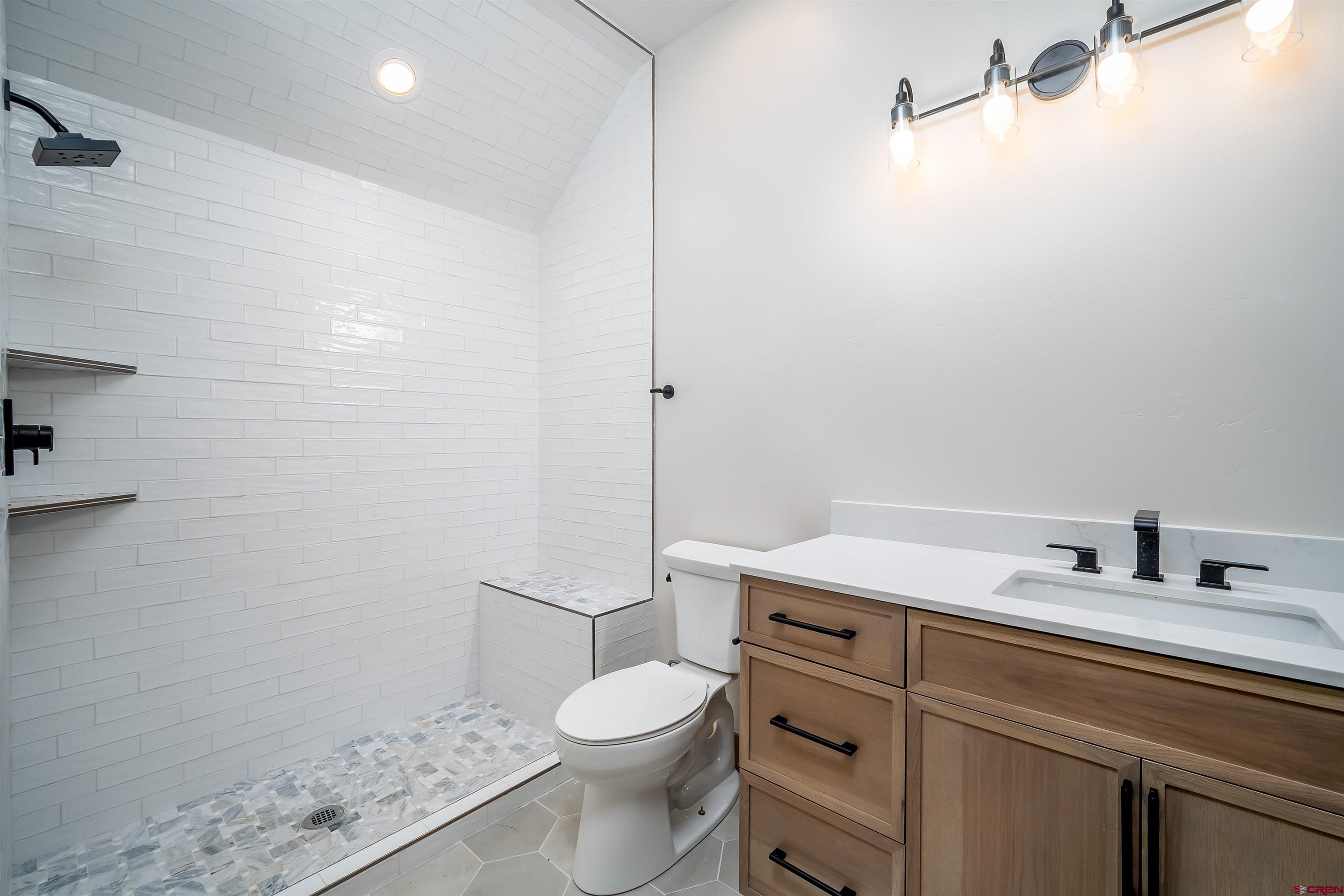 93 Travertine Trail Durango, CO 81301 - Photo 17 of 44 a bathroom with a sink a toilet and shower