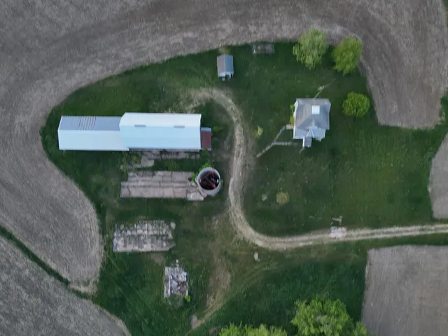an aerial view of a house