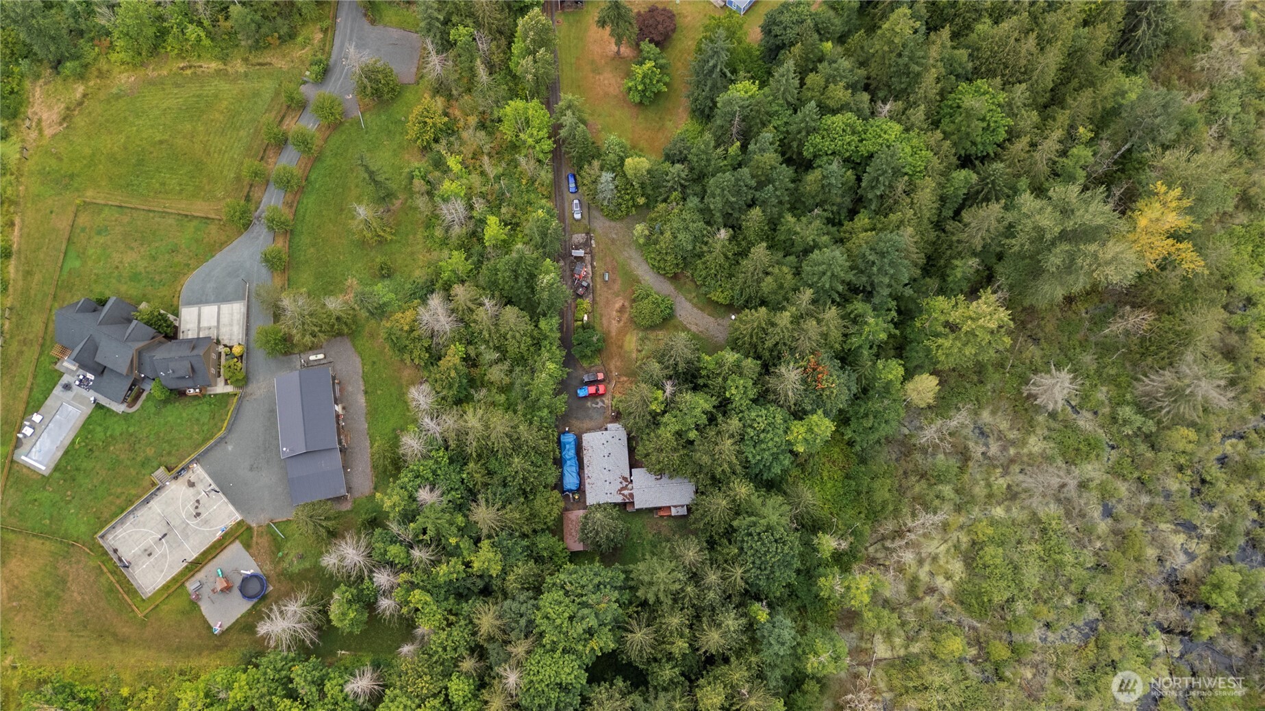 5818 Everson Goshen Road Bellingham, WA 98226 - Photo 33 of 34 an aerial view of residential house with outdoor space and trees all around
