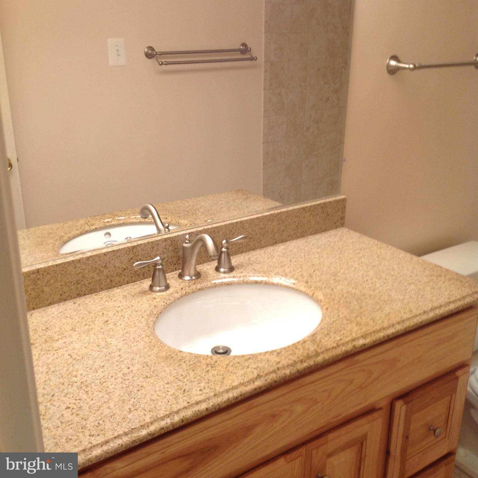 14591 Golden Oak Road Centreville, VA 20121 - Photo 18 of 21 a bathroom with a granite countertop sink and a mirror