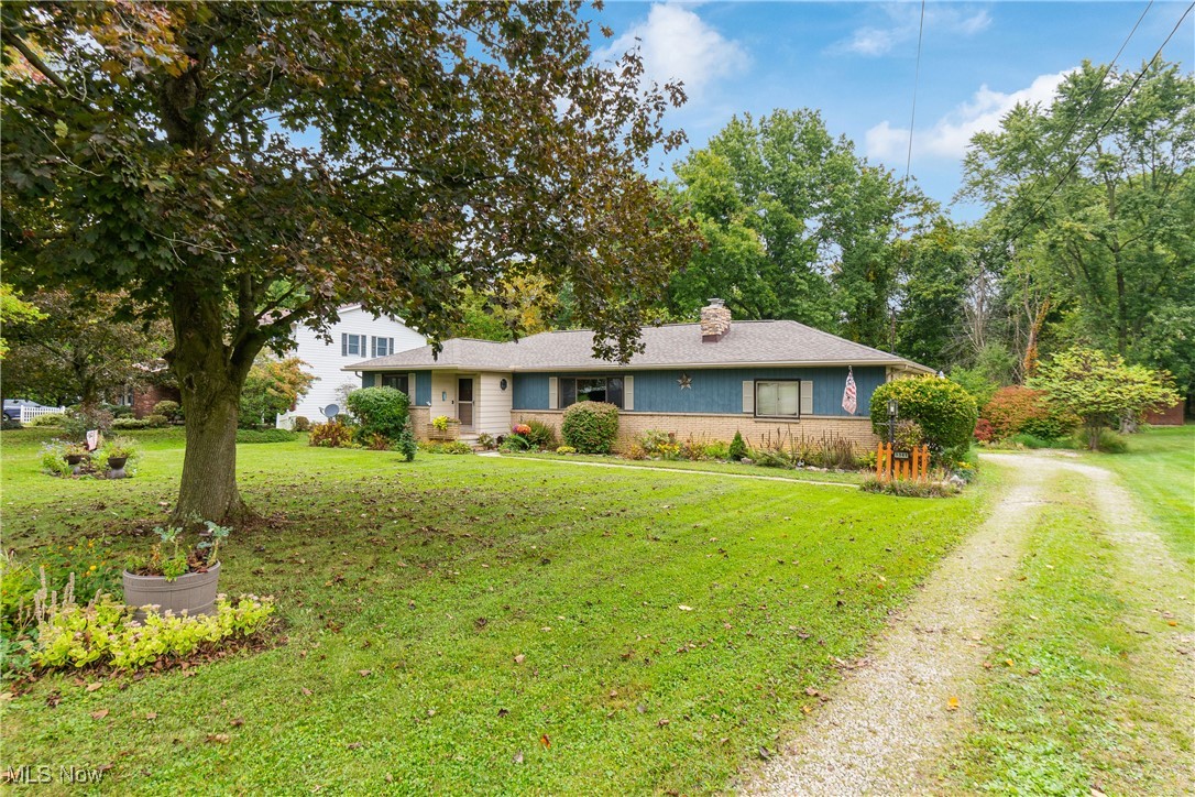 Single story home featuring a front lawn