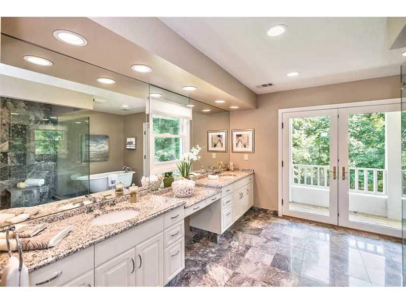 1602 Powers Run Road Fox Chapel, PA 15238 - Photo 23 of 25 Master Bath/Spa. The glamorous master bathroom has marble floors, granite counters, recessed lighting, plenty of counter space and double doors to the private balcony.