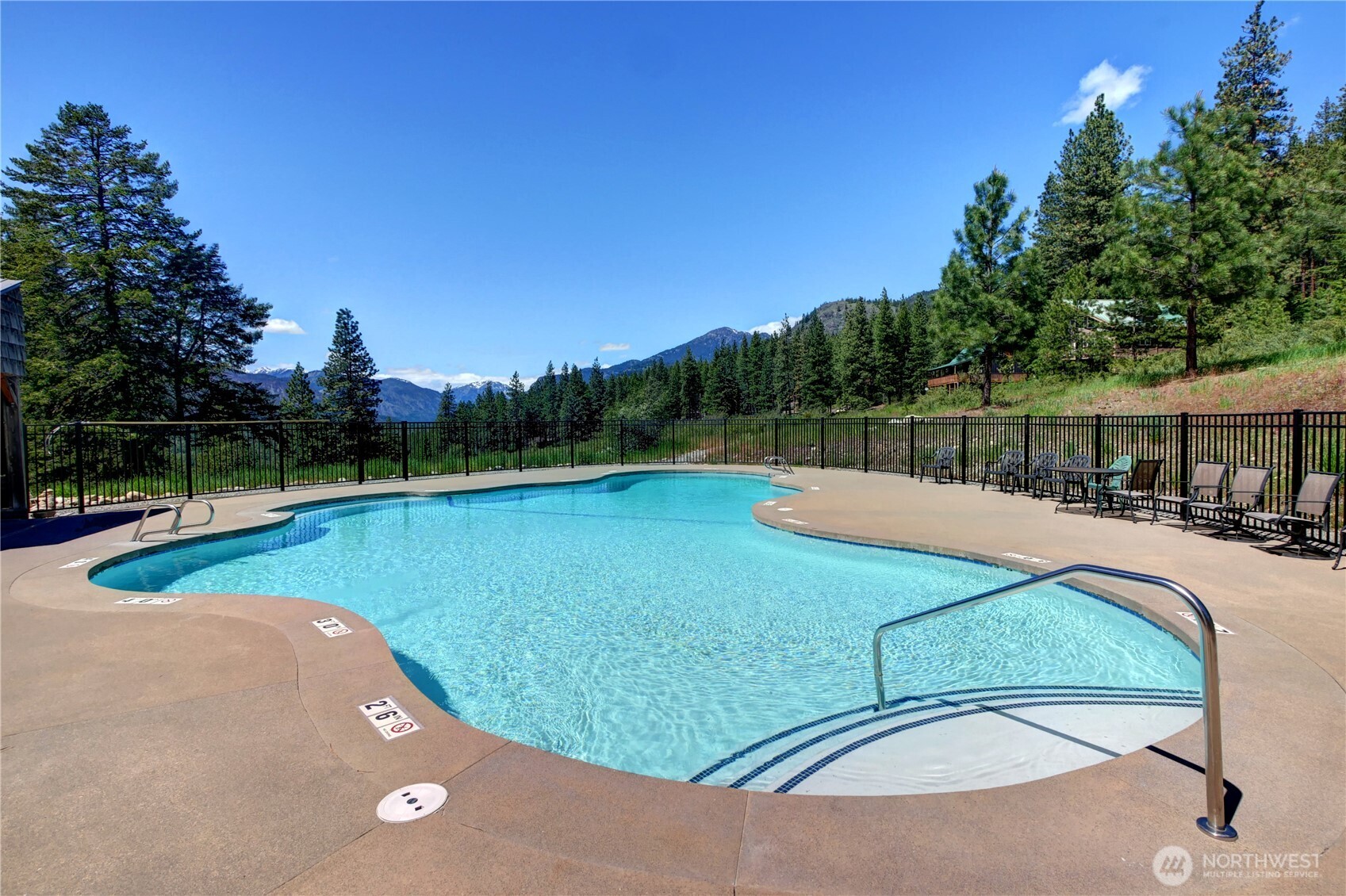 94 Homestead Road Winthrop, WA 98862 - Photo 24 of 26 a view of a swimming pool with a patio and a yard