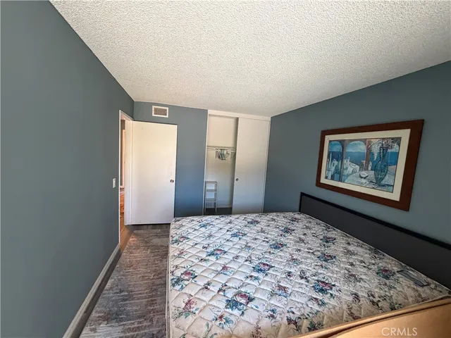 a bedroom with a bed