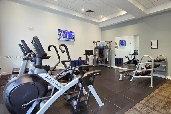 a view of a room with gym equipment