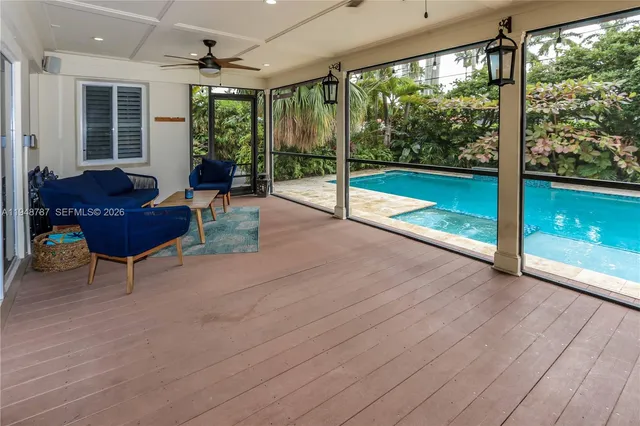 a view of a room with wooden floor and outdoor space