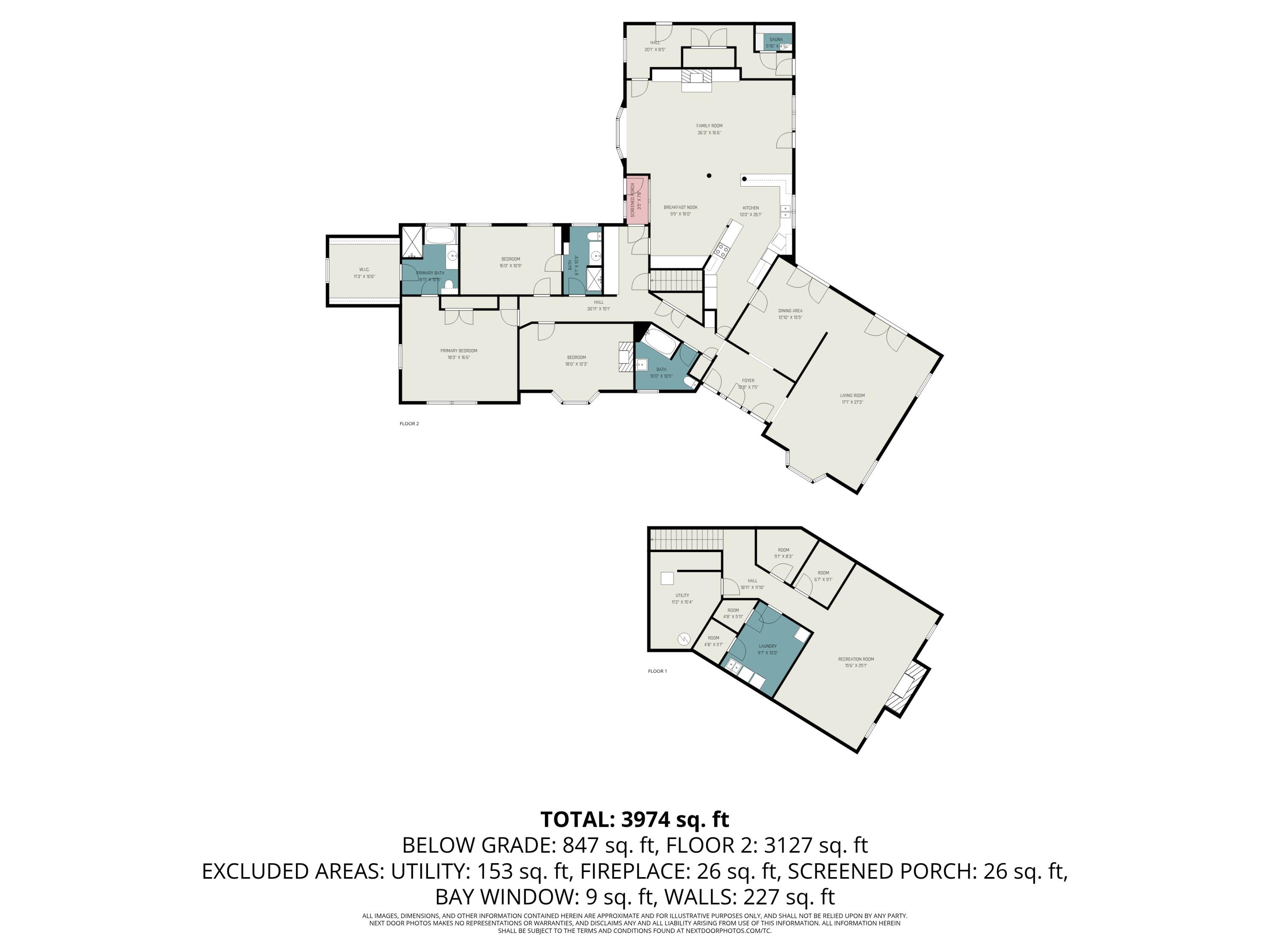 1734 Embury Road Kalamazoo, MI 49008 - Photo 22 of 22 All Floors with Dimensions