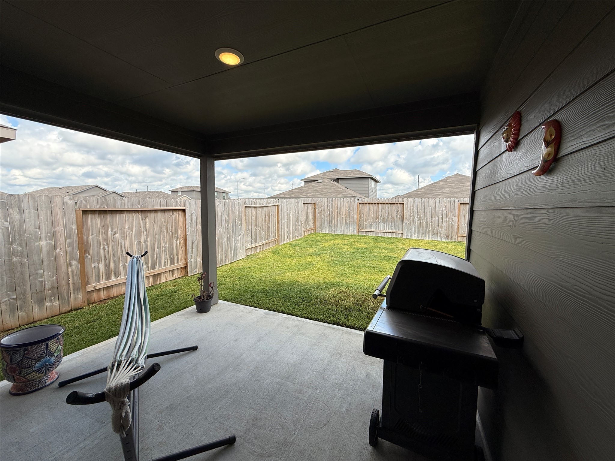 5607 Redstone Gardens Drive Spring, TX 77373 - Photo 12 of 13 a view of backyard with trampoline