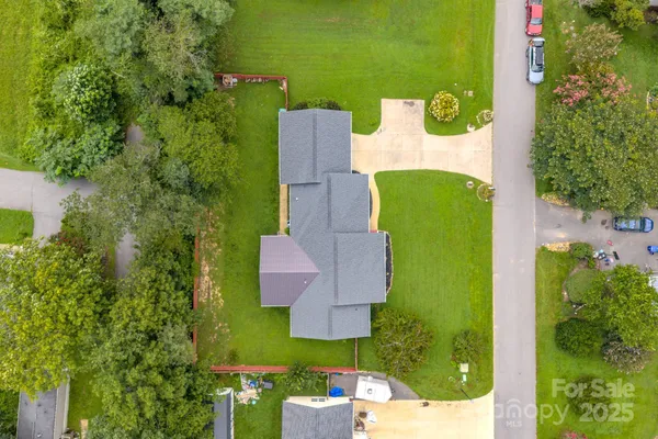 an aerial view of a house