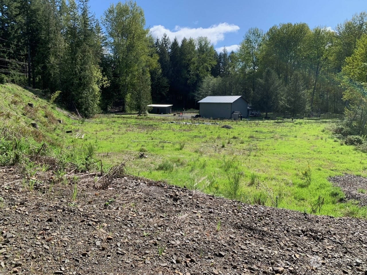 a backyard of a house with lots of green space