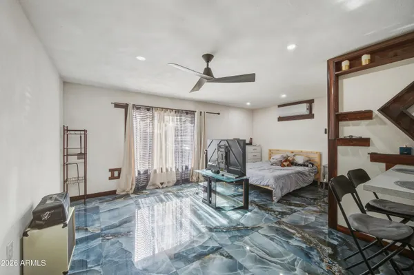 a living room with furniture