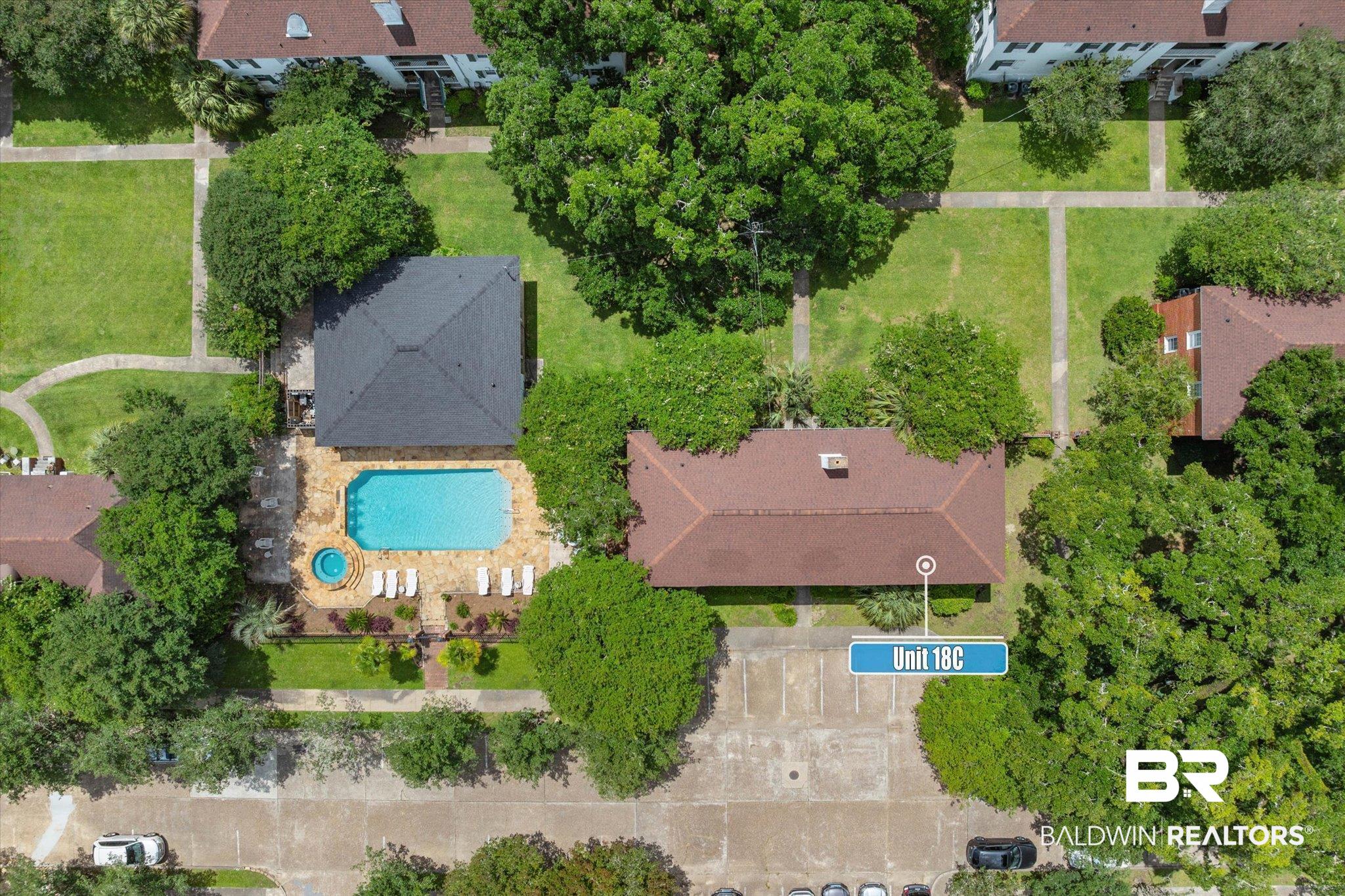 214 Upham Street, Unit 18C Mobile, AL 36607 - Photo 21 of 35 Aerial view of a pool area
