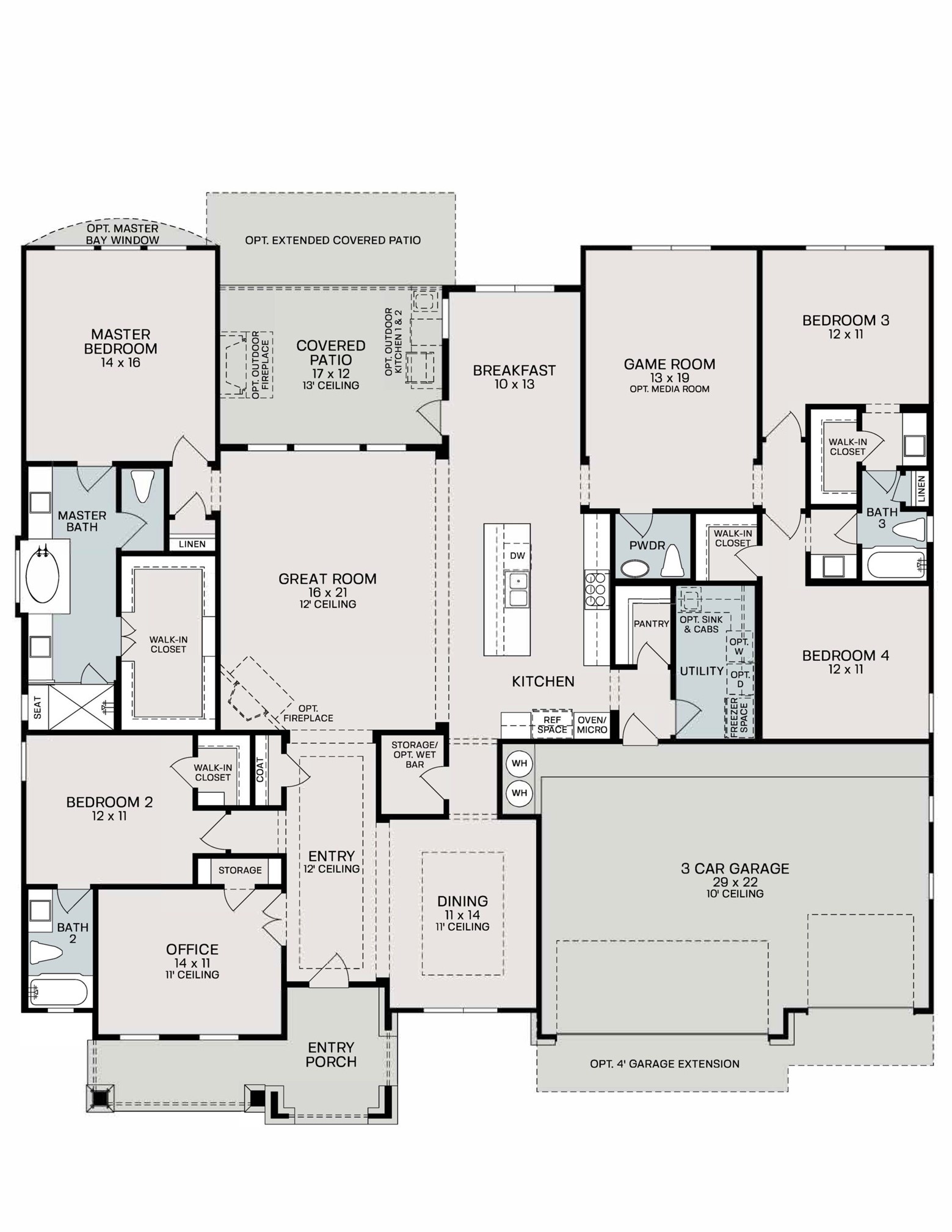 4068 Ranch Home Drive Waller, TX 77484 - Photo 19 of 19 Floor plan has been modified to rotate garage to take advantage or lot size