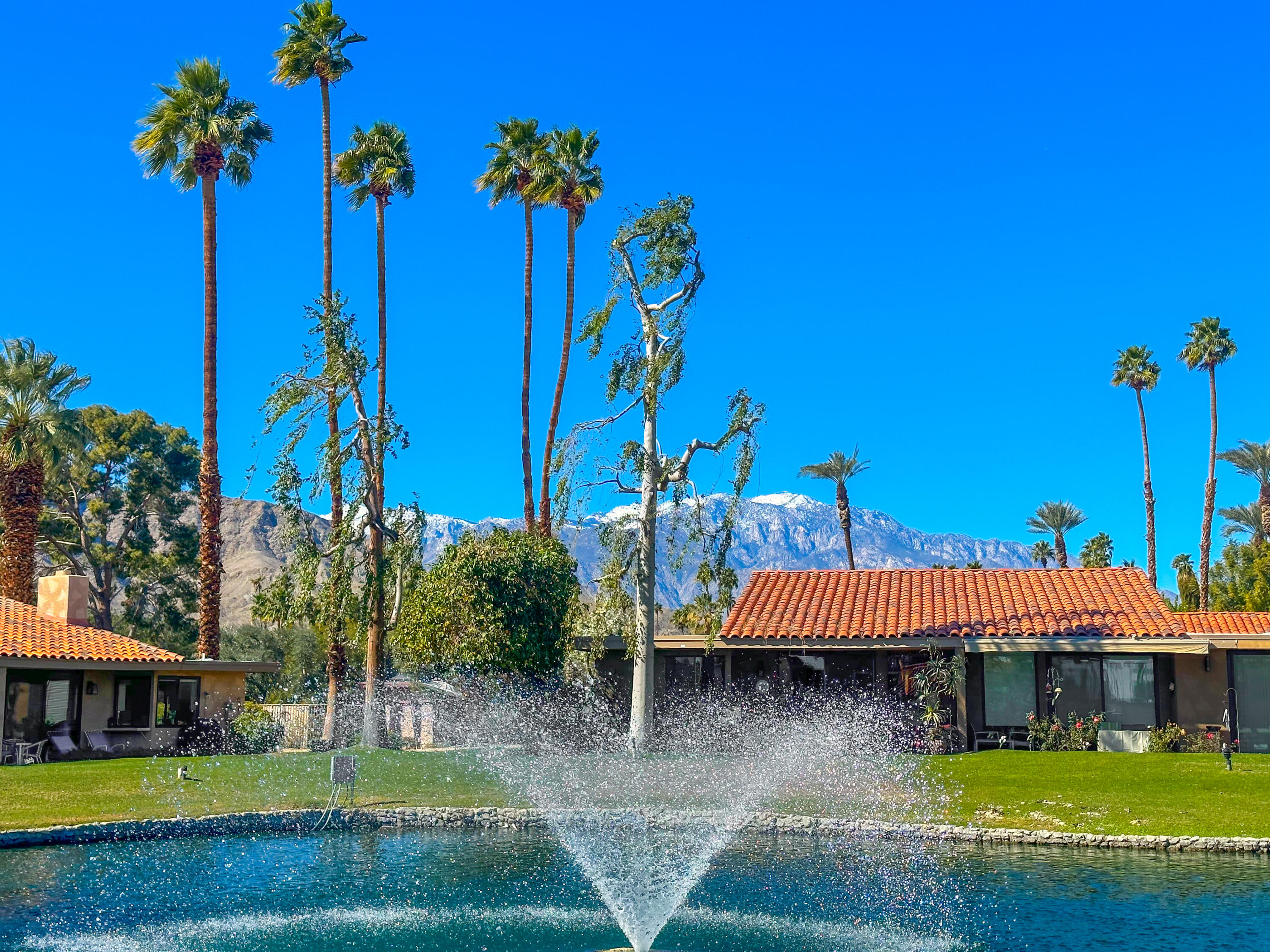 44 Malaga Drive Rancho Mirage, CA 92270 - Photo 21 of 22 a front view of a house with a yard and potted plants