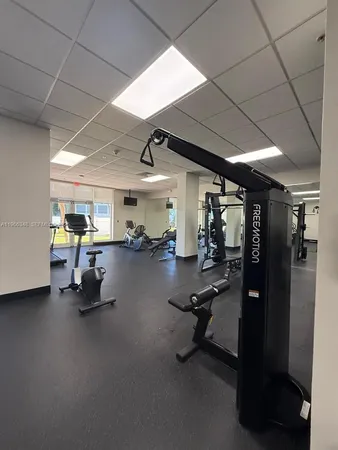 a view of a room with gym equipment