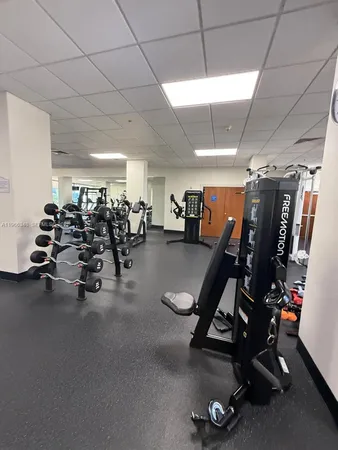 a view of a room with gym equipment