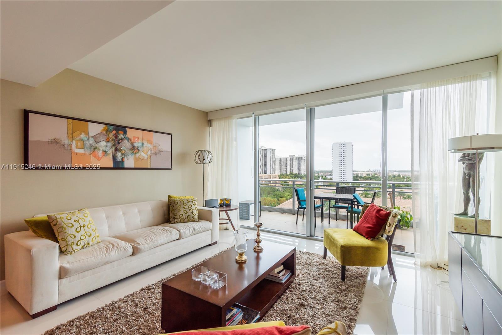 2950 Northeast 188th Street, Unit 504 Aventura, FL 33180 - Photo 9 of 33 a living room with furniture and a large window