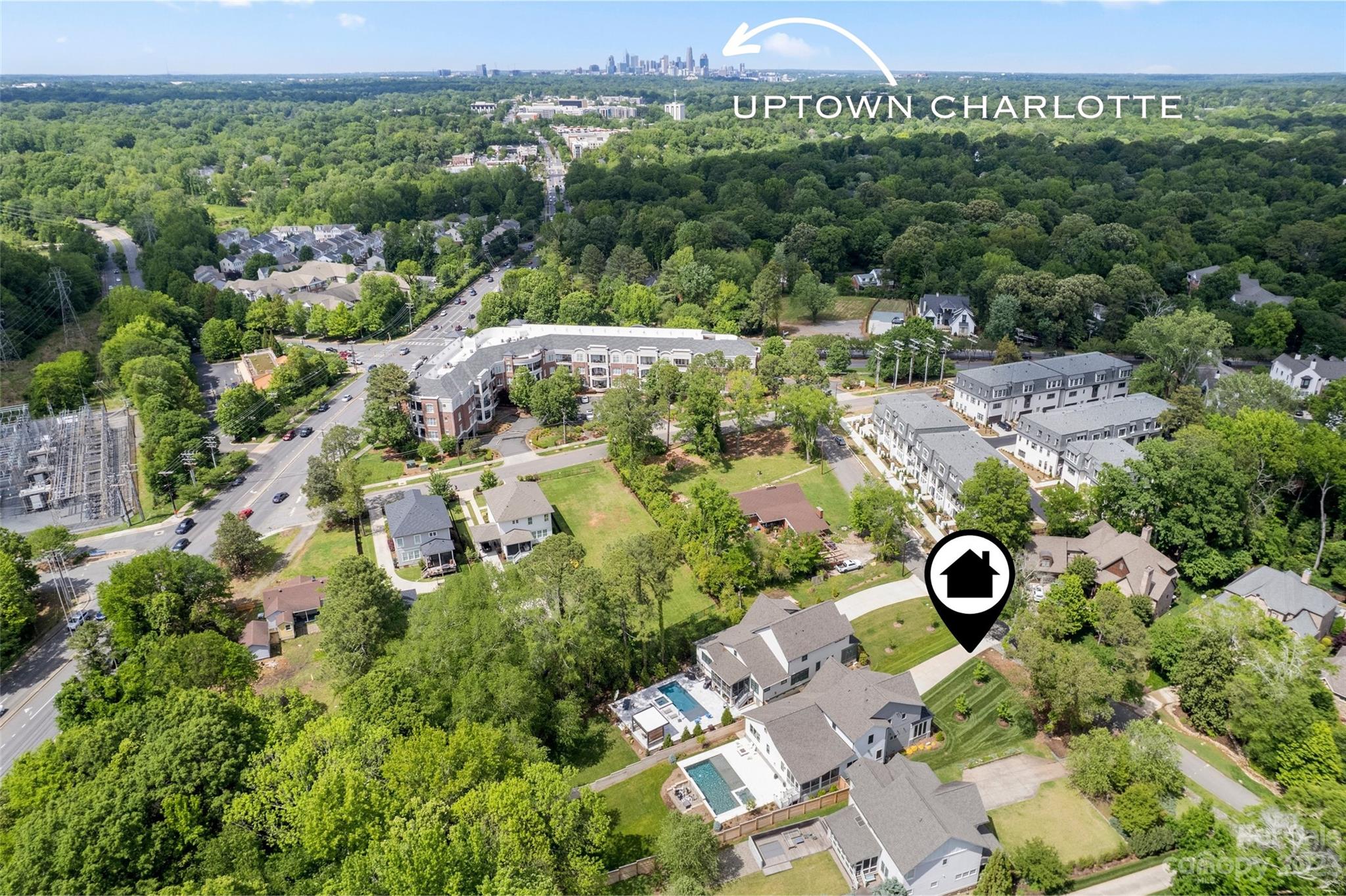 5524 Closeburn Road Charlotte, NC 28210 - Photo 43 of 44 an aerial view of a house with a yard