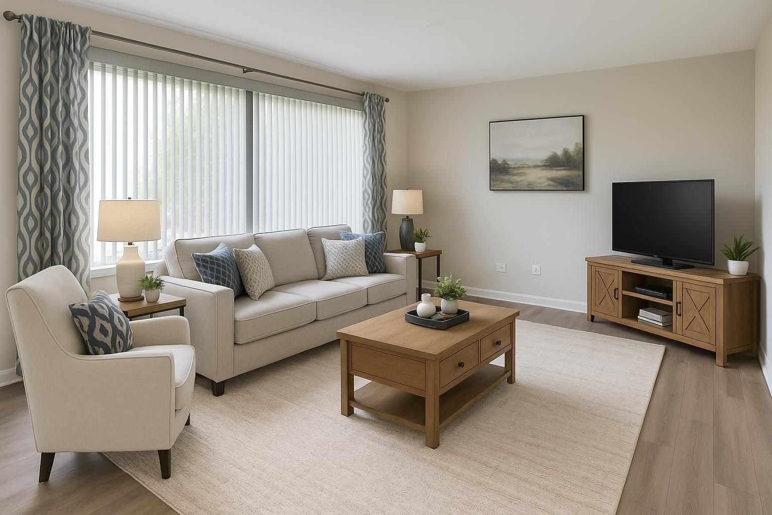 2434 White Barn Road Aurora, IL 60502 - Photo 13 of 45 a living room with furniture a flat screen tv and a large window