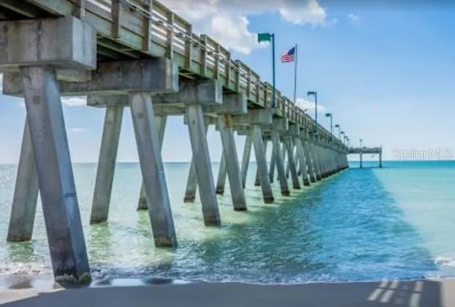 a view of a park with palm trees