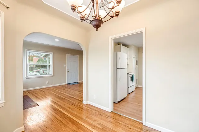 a view of livingroom with wooden floor