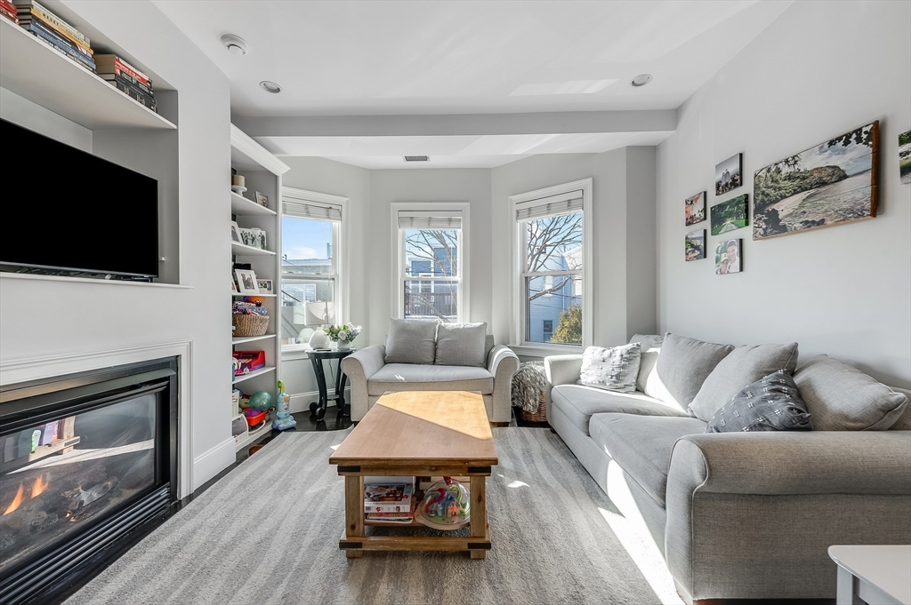 720 East 8th Street, Unit 2 Boston, MA 02127 - Photo 1 of 14 a living room with furniture a flat screen tv and a fireplace