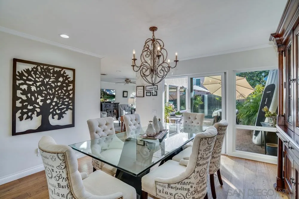 4 GingerTree Lane Coronado, CA 92118 - Photo 38 of 54 a view of a dining room with furniture wooden floor and chandelier