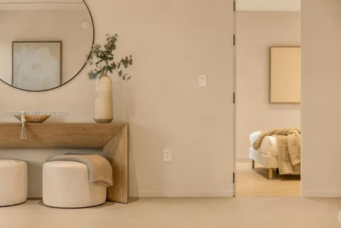 a living room with a large window