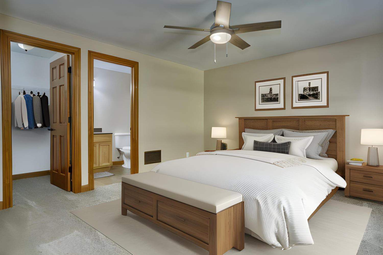 8468 Old Oak Drive Demotte, IN 46310 - Photo 27 of 35 a spacious bedroom with a bed and a chandelier