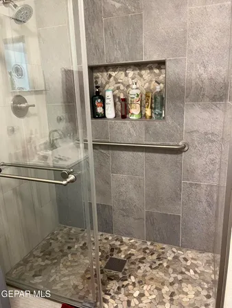 a bathroom with a shower