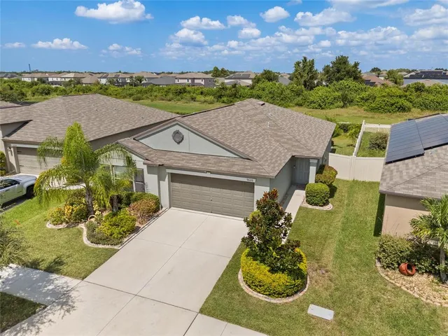 an aerial view of a house