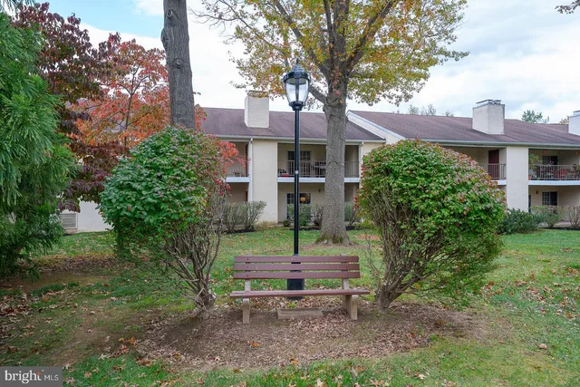 a small garden in the middle of a yard