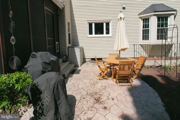 a view of a dinning tables and chairs in the patio