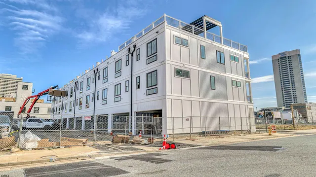 a city view with tall buildings