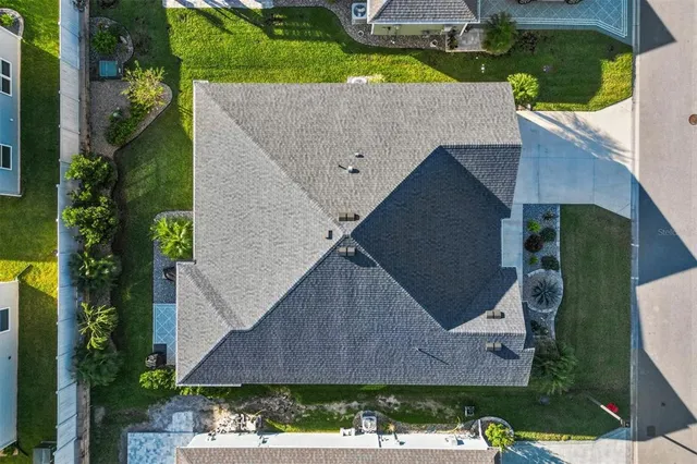 an aerial view of a house