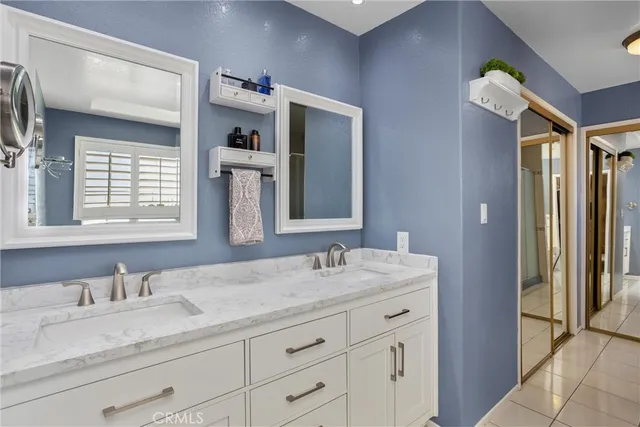 a view of a garden and mountains