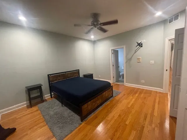 a room with a bed and a table