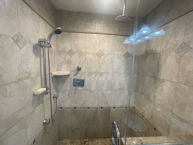 a bathroom with a shower