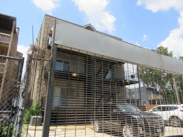 a view of a brick building